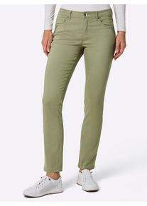 Damen 5-Pocket-Jeans mit Biesen-Verzierung an den Taschen in schilf ,Gr&ouml;&szlig;e 24, Witt, 63% Baumwolle, 35% Lyocell, 2% Elasthan