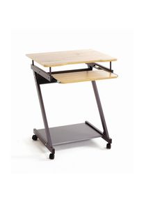 Computertisch, Anthrazit, Schwarz, Eichefarben, Metall, Holzwerkstoff, rechteckig, 49x76x60 cm, ausziehbar, justierbare F&uuml;&szlig;e, B&uuml;rom&ouml;bel, Schreibtische, Computertische