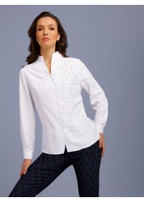 Damen Langarm-Bluse mit Glitzersteinchen in ecru ,Gr&ouml;&szlig;e 36, Witt, 70% Modal, 30% Polyester