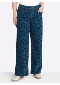 sheego Damen Jeans mit floralem Laserprint in dark blue-gemustert ,Gr&ouml;&szlig;e 54, Witt, 99% Baumwolle, 1% Elasthan