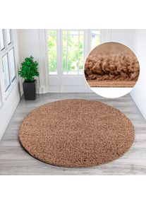 Hochflor-Teppich OTTO HOME "Viva Shaggy, in Standard- und Premium-Qualit&auml;t, 30 mm oder 45 mm H&ouml;he" Gr. 9, braun (braunmelange), H:45mm &Oslash;:140cm, Kunstfaser, Teppiche, Hochflor-Teppich, Uni Farben, einfarbig, weich, kuschelig, L&auml;ufer, Kundenliebling