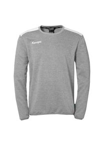 Langarmshirt Kempa "Langarmshirt Emotion 27 Kids", M&auml;dchen, Gr. 128, grau (schwarz grau melange, wei&szlig;), Obermaterial: 100% Polyester Pol. recyc.., Shirts Langarmshirt