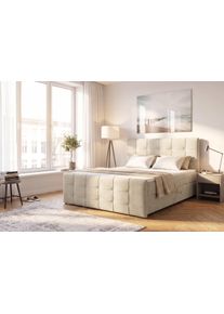 Boxbett OTTO HOME "LILIENNE, Polsterbett mit Bettkasten und Taschenfederkernmatratze H3", beige, B:162cm L:219cm, Komplettbetten, Boxbett, mit Kaltschaumtopper, Chenille-Bezug, 160x200 & 180x200 cm, Topseller