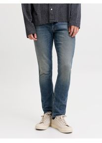 Jack & Jones Slim-fit-Jeans JACK & JONES "JJIGLENN JJDYLAN SBD 159 SN", Herren, Gr. 32, L&auml;nge 30, blau (blau denim), Denim/Jeans, Obermaterial: 99% Baumwolle, 1% Elasthan, Abriebeffekte, slim fit lang, Jeans Slim-fit-Jeans, Baumwollmischung, slim fit