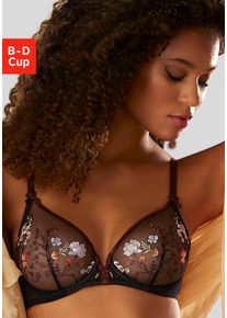 B&uuml;gel-BH Lascana "Maria", Damen, Gr. 80, Cup D, bunt (schwarz, bunt), Spitze, Obermaterial: 74% Polyamid, 23% Polyester, 3% Elasthan, BHs B&uuml;gel-BH, Stickerei-Spitze, als Dessous-Set kombinierbar, gro&szlig;e Gr&ouml;&szlig;en