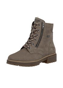 Winterboots Remonte, Damen, Gr. 45, beige (grau), Leder, Textil, unifarben, Schuhe Winterboots, Schn&uuml;rboots mit wasserabweisender TEX-Membrane