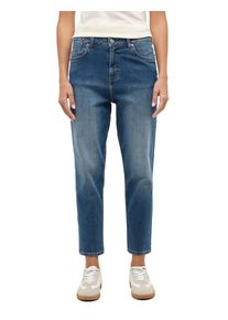 Mom-Jeans Mustang "Damen Style Charlotte Tapered", Damen, Gr. 31, L&auml;nge 34, blau (781 mittelblau), Denim/Jeans, 99% Baumwolle, 1% Elasthan, unifarben, bequem, Jeans Mom-Jeans