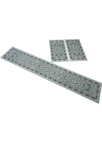 Bettumrandung OTTO HOME "Oriental, Made in Belgium" Gr. 14, gr&uuml;n, H:7mm, Obermaterial: 100% Polyester, Bettumrandungen, Bettumrandung, L&auml;ufer-Set, Kurzflor, Orient-Optik, mit Bord&uuml;re, pflegeleicht, elegant