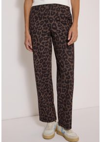 Stoffhose Cecil "Style NEELE", Damen, Gr. XXL (46), L&auml;nge 30, braun (schwarz toffee braun), Web, Obermaterial: 64% Polyester, 30% Viskose, 6% Elasthan. Futter: 100% Polyester, loose fit lang, Hosen Stoffhose, mit Leo-Muster und elastischem Bund - Loose Fit