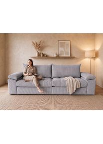 Big-Sofa OTTO HOME "Soft&Cosy Pik XXL, B: 303 cm, Mega Sofa in Cord", wei&szlig; (grau), B:303cm T:123cm, 100% Polyester, Sofas, Big-Sofa, Lounge-Komfort mit edler Sitzsteppung, Federkern