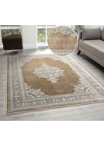 Teppich OTTO HOME "Banli, Vintage-Look, Orient-Optik", beige, B:60cm H:9mm L:90cm, Kunstfaser, Teppiche, Teppich, dezenter Glanz, Schrumpf-Garn-Effekt, Wohnzimmer, Schlafzimmer