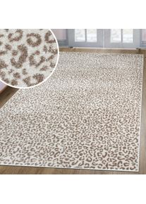 Teppich OTTO HOME "Fynna, Leoparden-Muster, Animal Print, modern", beige (creme), B:60cm H:9mm L:110cm, Kunstfaser, Teppiche, Teppich, Leo, besonders weicher Flor, Wohnzimmer, Schlafzimmer, Esszimmer