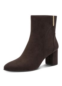 Stiefelette MARCO TOZZI by GMK "LODE", Damen, Gr. 41, braun (mokka), Textil, Veloursleder, unifarben, Schuhe Stiefelette, Blockabsatz, Abendschuh, Businessschuh, Feel Me-Ausstattung