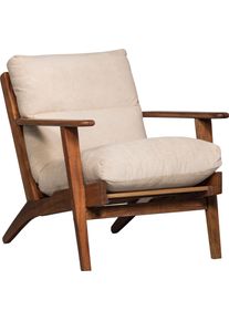 Sessel Woood "Houston Akazienholz-Rahmen mit Bezug, H 86 x B 71 x T 71 cm", beige (natur), B:71cm H:86cm T:71cm, Sessel, Sessel, Boucl&eacute;-Bezug, Tragkraft 150 kg, einfach zu montierbar