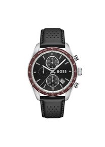 Chronograph BOSS "GRAND PRIX", schwarz, Armbanduhren, Herren, Chronograph, Quarzuhr, Armbanduhr, Herrenuhr, Lederarmband, analog, Tag