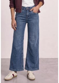 5-Pocket-Jeans Street One "Style Emee", Damen, Gr. 31, L&auml;nge 30, blau (medium blau soft washed), Denim/Jeans, Obermaterial: 79% Baumwolle, 15% Polyester, 4% Elastomultiester, 2% Elasthan, Jeans 5-Pocket-Jeans, High Waist, Wide Leg
