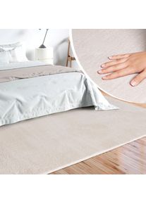 Teppich MERINOS "Loft 37, Kunstfellteppich", beige (creme), B:240cm H:16mm L:340cm, Polyester, Teppiche, Teppich, weich und kuschelig, Fell Haptik, Anti-Rutsch-Unterseite