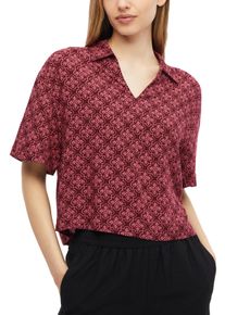 Druckbluse s.Oliver, Damen, Gr. 40, rot (schwarz pomegranate), Web, Obermaterial: 100% Viskose, gemustert, l&auml;ssig geschnitten h&uuml;ftlang, V-Ausschnitt, abgesteppte Kante, Blusen Druckbluse, Sommerbluse mit Allover-Print