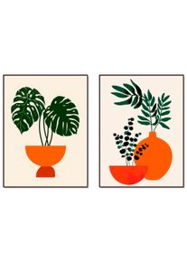Wandbild OTTO HOME "Topfpflanze & Vase", farbe bild(er): orange, B:21cm H:29,7cm T:0cm, Papier, Bilder, Wandbild, als Poster oder Leinwandbilder Set