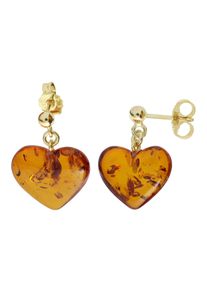 Paar Ohrh&auml;nger OSTSEE-SCHMUCK "OSTSEE-SCHMUCK Ohrh&auml;nger Herz 18 mm Ohrh&auml;nger Herz 18 mm", gelb (wei&szlig;, neutral), Ohrringe, Damen, 22 x 13mm, Gelbgold 333, Paar Ohrh&auml;nger