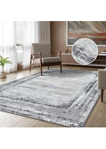 Teppich Sanat "Harmony 3215, auch als L&auml;ufer und in Rund", grau (hellgrau), B:160cm H:12mm L:220cm, Kunstfaser, Teppiche, Teppich, Wohnzimmer, Kurzflor, modern, Bord&uuml;re, Schlafzimmer