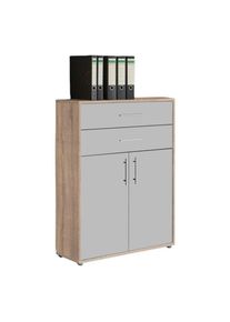 Mid.you , Hellgrau, Sonoma Eiche , Holzwerkstoff , 1 F&auml;cher , 2 Schublade(n) Schubladen , 84.4x113.6x33 cm , erweiterbar ,