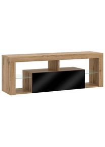 Livetastic , Schwarz, Eiche Wotan , Holzwerkstoff , 2 F&auml;cher , 140x50.5x35 cm , stehend ,