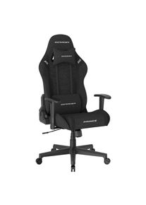 DXRacer , Schwarz , Textil , 70x132x70 cm , Wippfunktion, Wippmechanik mit H&auml;rtegradeinstellung, inklusive Armlehnen, Nackenkissen abnehmbar, Lendenkissen abnehmbar, ergonomische R&uuml;ckenlehne ,