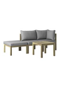 Ambia Garden Balkonset, Akaziefarben, Textil, 4-teilig, Akazie, Schichtholz, teilmassiv, F&uuml;llung: Komfortschaum,Polyester, eckig, 65x65x65 cm, geeignet f&uuml;r Balkon, Gartenm&ouml;bel, Balkonm&ouml;bel, Balkonm&ouml;bel-Sets