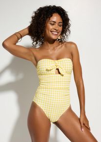 Bandeau-Badeanzug mit kleiner Schleife, gelb, Gr&ouml;&szlig;e 48, bonprix