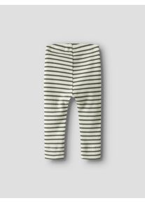 Leggings name it "NBNBANI XSL LEGGING NOOS", Jungen, Gr. 62, N-Gr, gr&uuml;n (dusty olive), Feinripp, Obermaterial: 57% Baumwolle, 38% Modal, 5% Elasthan, geringelt, gestreift, slim fit kn&ouml;chellang, Hosen Leggings
