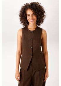 Anzugweste Aniston CASUAL, Damen, Gr. 44, braun (braunmeliert, wollwei&szlig;), Web, Obermaterial: 97% Polyester, 3% Viskose. Futter: 100% Polyester, Nadelstreifen, meliert, figurumspielend h&uuml;ftlang, Rundhals, Westen Anzugweste, im edlen Nadelstreifen-Dessin - NEUE KOLLEKTION