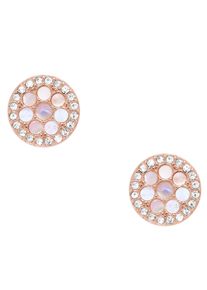 Paar Ohrstecker Fossil "Schmuck Geschenk Edelstahl Ohrringe SADIE", rosa (edelstahlfarben, ros&eacute;goldfarben, rosa, kristallwei&szlig;, kristallwei&szlig;), Ohrringe, Damen, 10mm, Edelstahl, Paar Ohrstecker, mit Glasstein - mit Perlmutt
