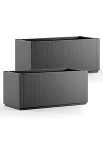 Casaria Bloempot Ethica Set van 2 Antraciet plastic 80x36x36cm