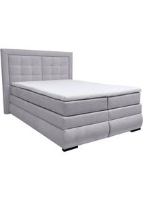 Boxspringbett OTTO HOME "MIVVA mit Bettkasten, mit Taschenfederkernmatratze H3, H3/H4 mix, H4", hellgrau, B:164cm L:215cm, Holz teilmassiv, Holzwerkstoff, Spanplatte, Komplettbetten, Boxspringbett, mit Kaltschaum- oder Visco-Topper (bei H4), Komfortliegeh&ouml;he 67cm