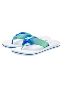 Badezehentrenner Lascana "Sandale, Badeschuh, Pantolette, Badelatsche, Flip Flop, Sommerschuh", M&auml;dchen, Gr. 38, blau (t&uuml;rkis farbverlauf), Obermaterial: 100% Textilmaterial. Decksohle: 100% Synthetik. Laufsohle: 100% Synthetik, mehrfarbig, unifarben mit Farbeinsatz, Basic, Schuhe Badezehentrenner, Zehentrenner ultraleicht mit softem Band VEGAN