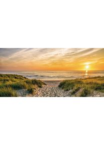 Leinwandbild B&Ouml;NNINGHOFF "Wandbild WEG ZUM STRAND 33x70 cm &ndash; Leinwandbild Keilrahmen Deko modern", bunt (farbe rahmen: kein rahmen, farbe bild(er): orange, gr&uuml;n, beige), B:70cm H:33cm T:1,8cm, Canvas, MDF, Bilder, Leinwandbild, auf Keilrahmen gespannt