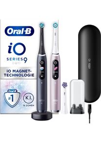 Elektrische Zahnb&uuml;rste Oral-B "iO 9 Duopack", schwarz (schwarz onyx, rose quartz), Elektrozahnb&uuml;rstenB:2,5cm H:24cm T:2,5cm, Kunststoff, Elektrische Zahnb&uuml;rste, mit Magnet-Technologie, 7 Putzmodi, Farbdisplay & Lade-Reiseetui, B:2,5cm H:24cm T:2,5cm