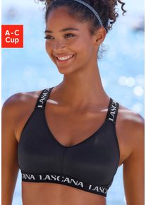 active by Lascana Sport-BH LASCANA ACTIVE, Damen, Gr. 90, Cup C, blau (schwarz), Trikot, Obermaterial: 90% Polyester (COOLMAX), 10% Elasthan, BHs Sport-BH, ohne B&uuml;gel, mit Verschluss, gro&szlig;e Gr&ouml;&szlig;en, mit breiteren Tr&auml;gern