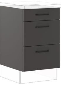 Auszugsunterschrank IMPULS K&Uuml;CHEN "Tirana", in drei Breiten, H&ouml;he: 72,3 cm", blau (grafit), B:50cm H:72,3cm T:57,6cm, Dekorfolie, Holzwerkstoff, Schr&auml;nke, Auszugsunterschrank, vormontiert, mit Soft-Close