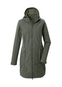 Softshellparka Killtec "KOW 10 WMN SFTSHLL PRK", Damen, Gr. 42, gr&uuml;n (graugr&uuml;n), Oberseite: 90% Polyester, 10% Elasthan.R&uuml;ckseite: 100% Polyester.Futter: 100% Polyester.Futter 2:, Jacken Softshellparka, Wasserabweisender, atmungsaktiver Softshellparka mit Fleece