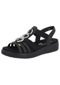 Sandale Remonte, Damen, Gr. 36, schwarz, Lederimitat, Schuhe Sandale, Sommerschuh, Sandalette, Keilabsatz, mit praktischen Gummiz&uuml;gen