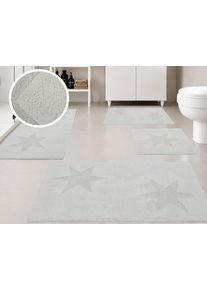 Badematte OTTO HOME "Marie, Badvorleger, Badezimmer Teppich", beige (creme), H:13mm, Baumwolle, Badematten, Badematte, Badteppich, Stern Motiv, Hoch-Tief-Struktur, auch als Set