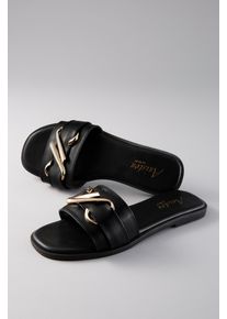 Pantolette ANISTON SHOES, Damen, Gr. 38, schwarz, Lederimitat, Schuhe Pantolette, Sommerschuh, Strandschuh - NEUE KOLLEKTION