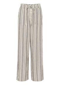 Marlene-Hose Kaffe "Damen Hose KAmilia", Damen, Gr. 44, N-Gr, schwarz (moonstruck, schwarz stripe), Obermaterial: 70% Viskose CV. 30% Leinen LI., Hosen Marlene-Hose