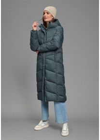 Steppmantel Polarino, Damen, Gr. 42, grau (dunkel khaki), Web, Obermaterial: 100% Polyamid. Futter: 100% Polyester. Wattierung: 100% Polyester, unifarben, figurumspielend lang, B&uuml;ndchen, M&auml;ntel Steppmantel, mit Kapuze und moderner Steppung winddicht