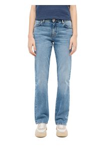 Straight-Jeans Mustang "Damen Style Crosby Relaxed Straight", Damen, Gr. 40, L&auml;nge 34, blau (412 mittelblau), Denim/Jeans, 99% Baumwolle, 1% Elasthan, unifarben, straight fit, Jeans Straight-Jeans