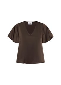 Kurzarmbluse Saint Tropez "Damen Kurzarm-Bluse LodisaSZ", Damen, Gr. XS, braun (chocolate braun), Obermaterial: 97% Polyester PES. 3% Elasthan EL., Blusen Kurzarmbluse