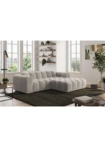 Ecksofa COTTA "Rocco L-Form, B: 248 cm, modernes Bubble-Sofa, gro&szlig;z&uuml;giger Sitzkomfort", beige (grau), B:248cm H:73cm T:93cm, 100% POLYESTER (PES), Sofas, Ecksofa, Wohnlandschaft-Charakter, frei stellbar, modernes Design