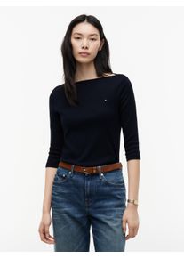 3/4-Arm-Shirt Tommy Hilfiger "NEW CODY BOAT-NECK", Damen, Gr. S, blau (nos desert sky), Jersey, Obermaterial: 100% Baumwolle, unifarben, slim fit h&uuml;ftlang, U-Boot-Ausschnitt, abgesteppt, Shirts 3/4-Arm-Shirt, Baumwolle, U-Boot-Ausschnitt, Slim Fit